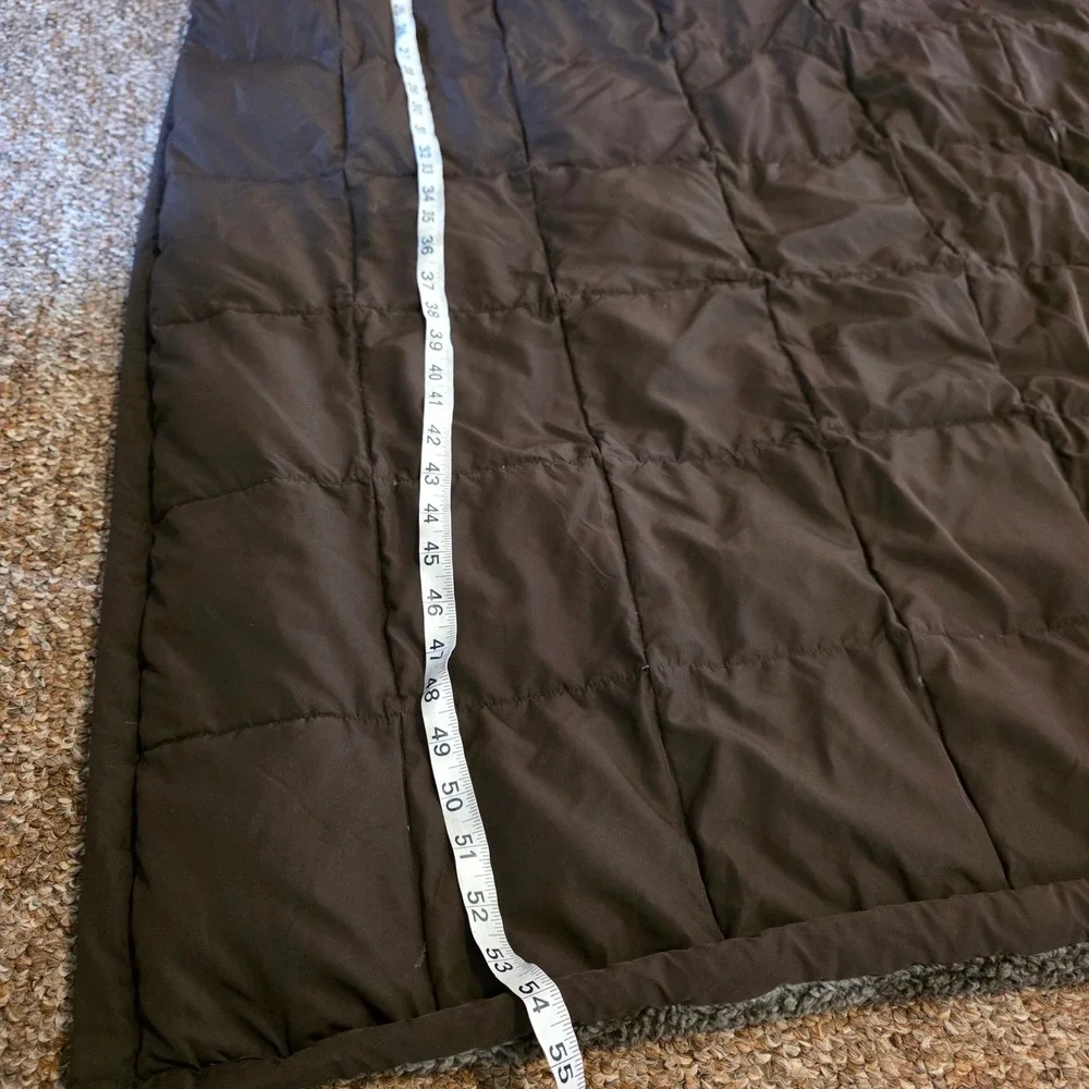 Eddie Bauer Down Throw Blanket One Size Brown Plaid Quilted Sherpa Reversible